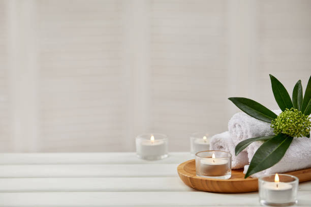 istock Spa treatments on white wooden table 1214241533