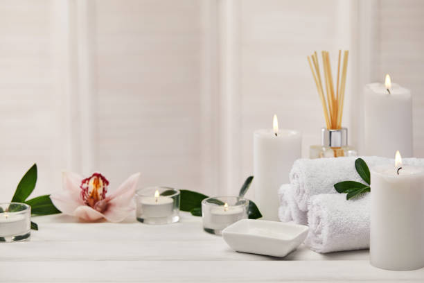 istock Spa treatments on white wooden table 1214241657