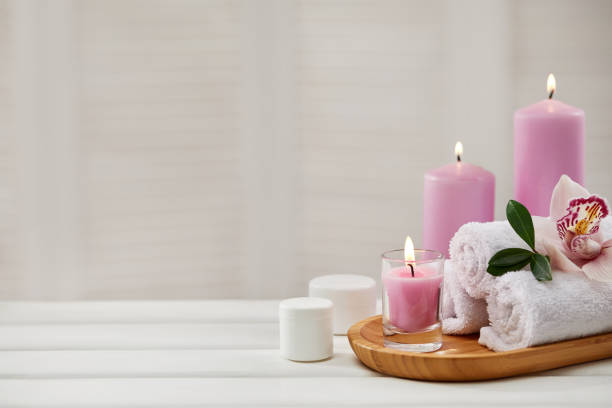 istock Spa treatments on white wooden table 1214241887