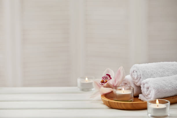 istock Spa treatments on white wooden table 1214241935