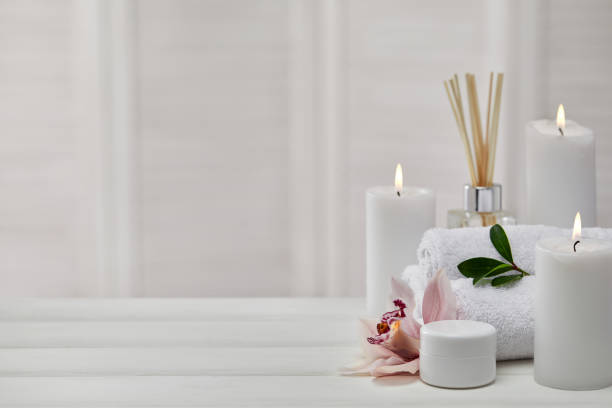 istock Spa treatments on white wooden table 1214241979