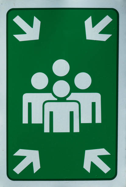 istock Sign board mentioning safe assembly area 1214243456