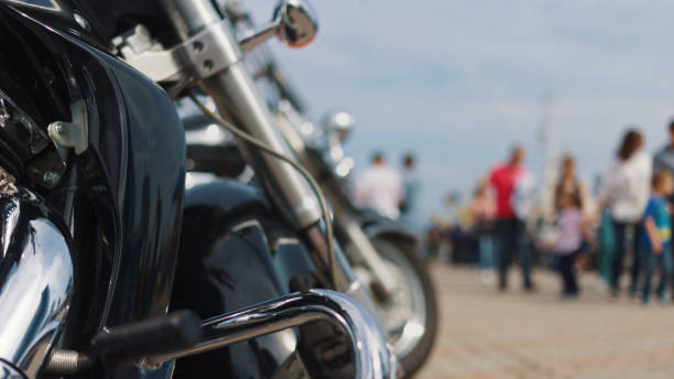 Classic motorcycle background. Motorcycle details close up