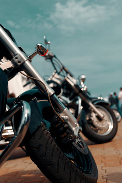 istock Classic motorcycle background. Motorcycle details close up 1214249186