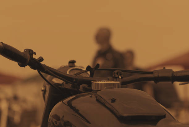 istock Classic motorcycle background. Motorcycle details close up 1214249280
