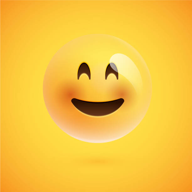 istock Realistic yellow emoticon in front of a yellow background, vector illustration 1214249598
