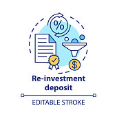 istock Savings concept icon. Reinvestment deposit idea thin line illustration. Creating investment account. Full profit, interest percentage withdrawal. Vector isolated outline drawing. Editable stroke 1214249837