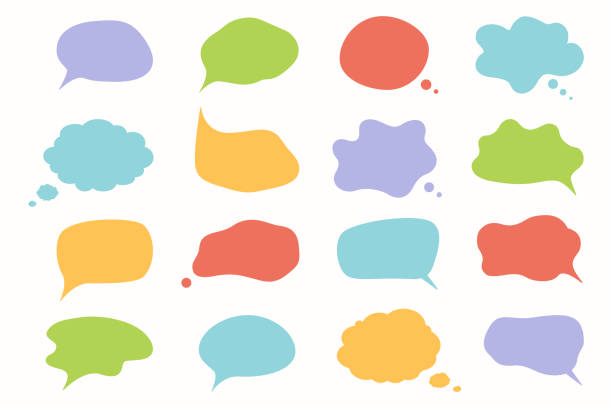 Web Blank speech bubbles. Balloon talks bubbling chat comment cloud comic green word bubble stock illustrations