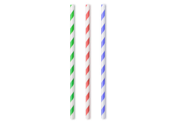 istock Colored paper straws isolated on white background, top view 1214253440