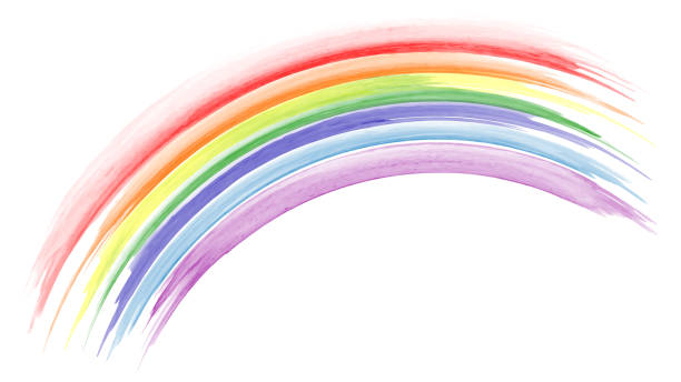 illustrazioni stock, clip art, cartoni animati e icone di tendenza di acquerello arcobaleno astratto dipinto a mano - rainbow