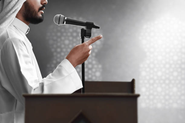 istock Religious muslim man speech in mosque 1214263220