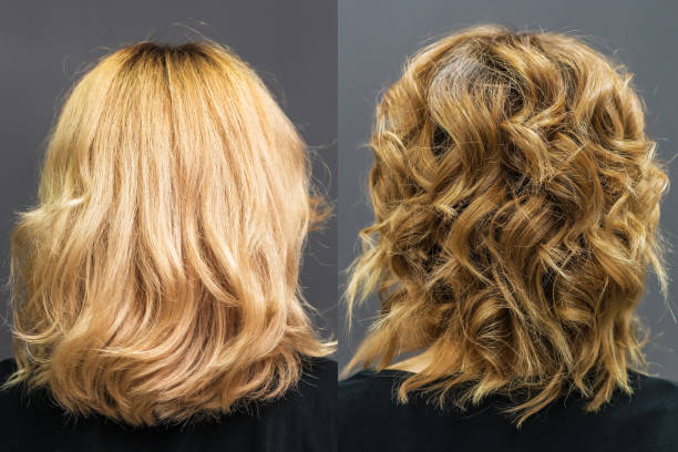 Hair Before And After Curling Stock Photo - Download Image Now - In Front  Of, Hair, Curly Hair - iStock