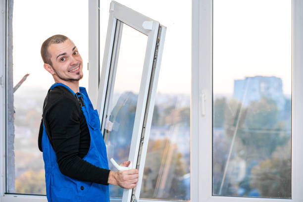 istock Professional master at repair and installation of windows, at work 1214264365