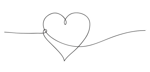 illustrations, cliparts, dessins animés et icônes de cœur. symbole d’amour abstrait. illustration continue de vecteur de dessin d’art de ligne - valentines day heart shape love symbol
