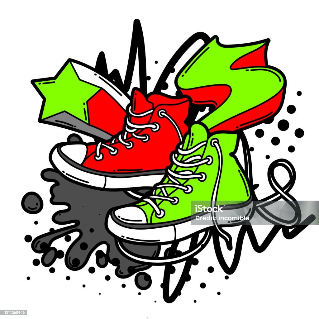 Ilustración de Ilustración Con Zapatillas De Dibujos Animados y más Vectores Libres de Derechos de A la moda - A la moda, Arte, Calle - iStock Ilustración de Ilustración Con Zapatillas De Dibujos Animados y más Vectores Libres de Derechos de A la moda - A la moda, Arte, Calle - iStock