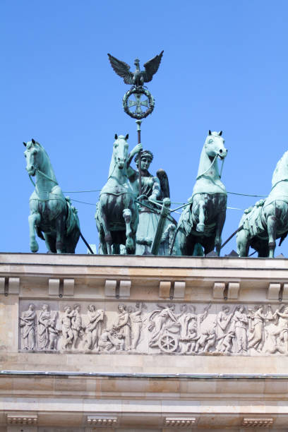 istock Brandenburg Gate Qudriga in blue sky 1214270790