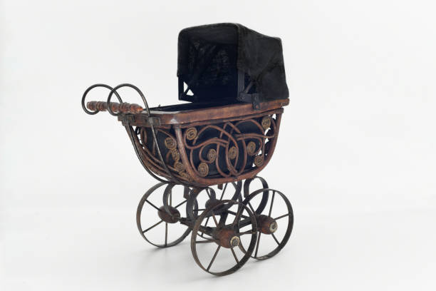 istock Vintage wooden carrycot isolated on white background 1214271094