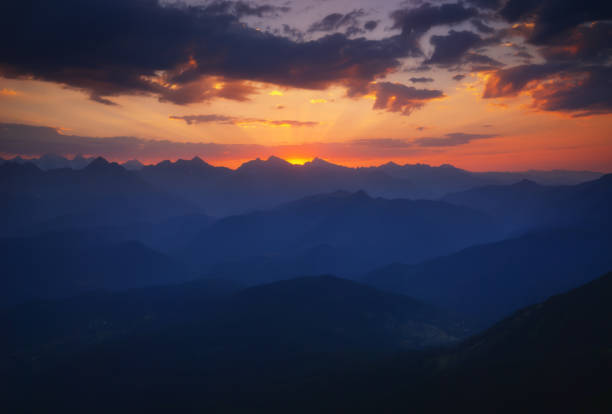 istock Sunrise over caucasus mountain range in Georgia 1214274376