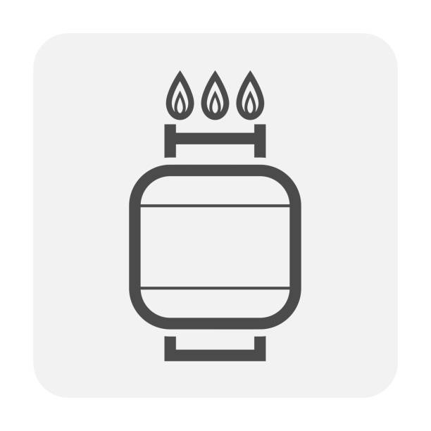 ilustrações de stock, clip art, desenhos animados e ícones de energy icon black - botija de gas