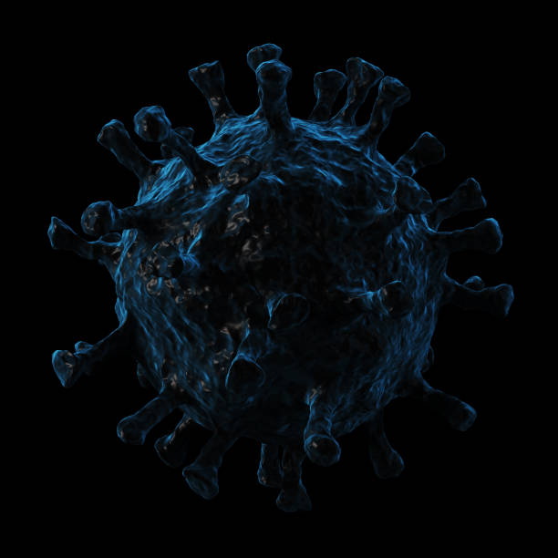 istock Coronavirus infection medical illustration. Microscope virus close up. Clipping path included. 3D rendering. 1214275862