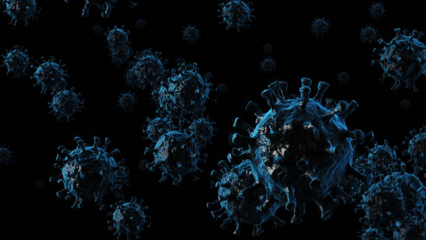 istock Coronavirus infection medical illustration. Microscope virus close up. Clipping path included. 3D rendering. 1214275879
