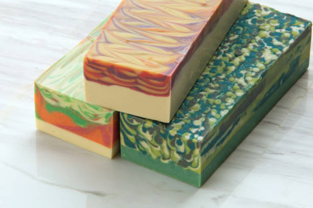 istock Blocks of artisanal cold process soaps being cured 1214276130