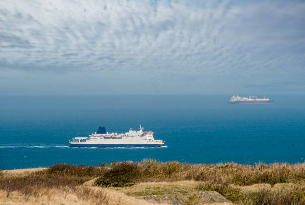 ferry arriving along the French coast