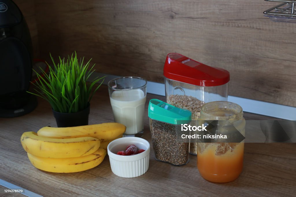 Producten voor smoothie - Royalty-free Banaan Stockfoto