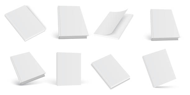 흰색 배경에 열린 및 폐쇄 책까지 3d 모의 세트. 벡터. - book single object white blank stock illustrations