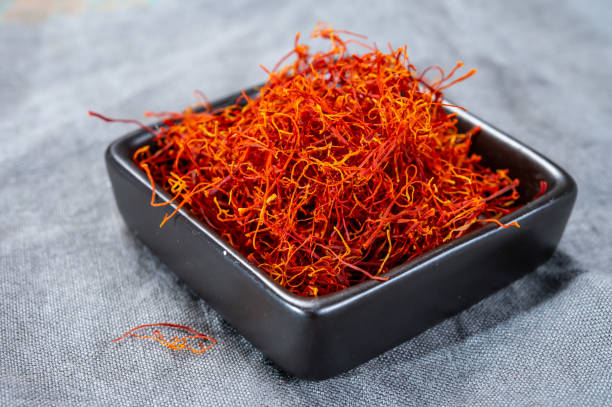 istock Real red dried shaffron spice close up 1214286041