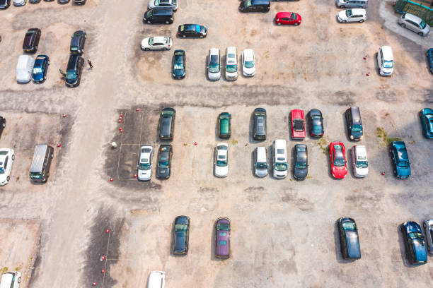 istock Top view of parking lot 1214287164