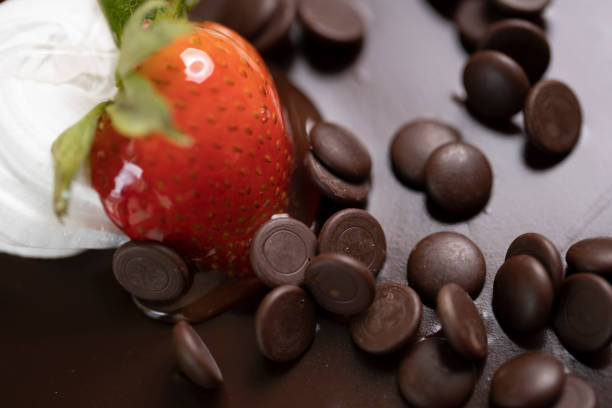 istock Vanilla fresh cream cake with chocolate topping 1214287254