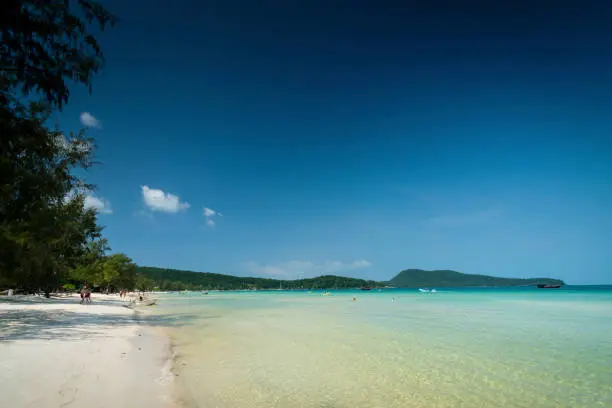 Photo of Saracen Bay tropical paradise beach in Koh Rong Samloen island in Cambodia