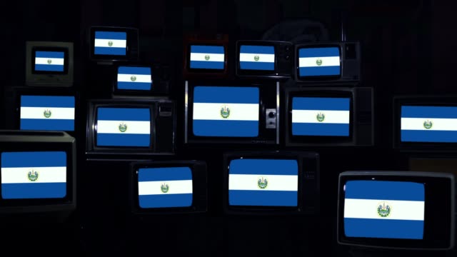 Flags of El Salvador on Retro Televisions.