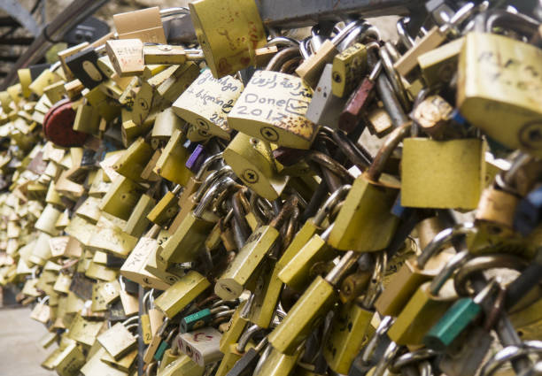 istock Love locked in locks on the bridge wall 1214292497