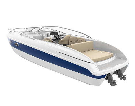 Speedboat isolated on white background. 3D render