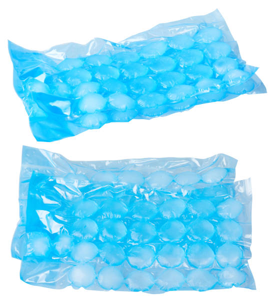 istock Blue plastic packaging ice bags for home water freezing. 1214295473