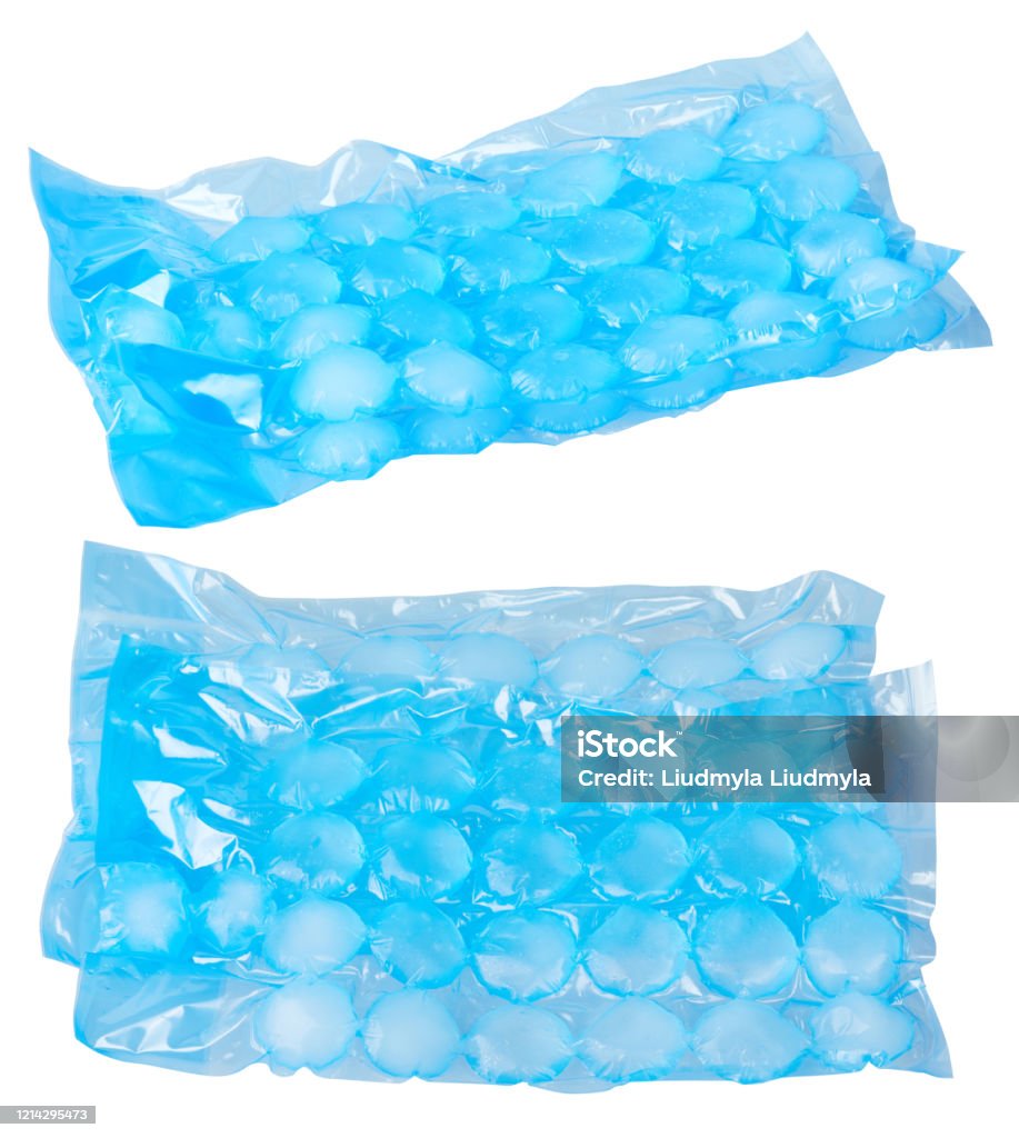 Blue Plastic Packaging Ice Bags For Home Water Freezing Stock Photo -  Download Image Now - iStock