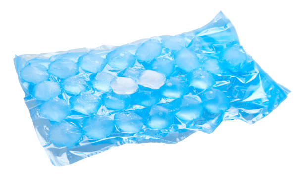 istock Blue plastic packaging ice bags for home water freezing. 1214295509