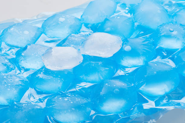 istock Blue plastic packaging ice bags for home water freezing. 1214295534