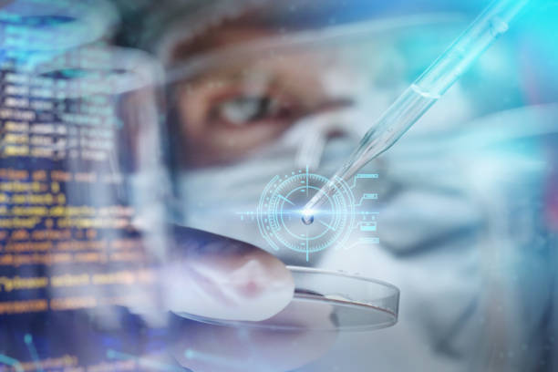 istock In a futuristic laboratory, a scientist with a pipette analyzes a colored liquid to extract the DNA and molecules in the test tubes. 1214295552
