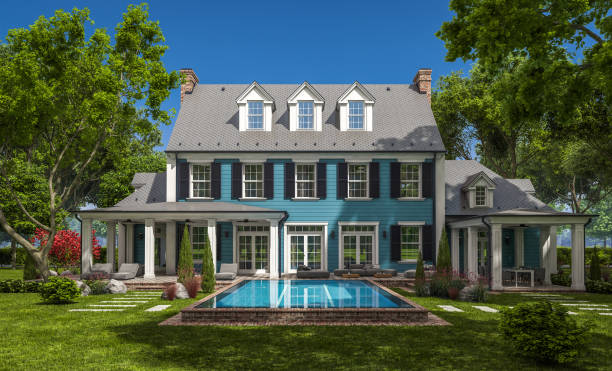 istock 3d rendering of modern classic house in colonial style 1214297808