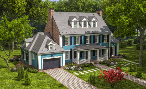 istock 3d rendering of modern classic house in colonial style 1214297849