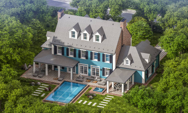 istock 3d rendering of modern classic house in colonial style 1214297888