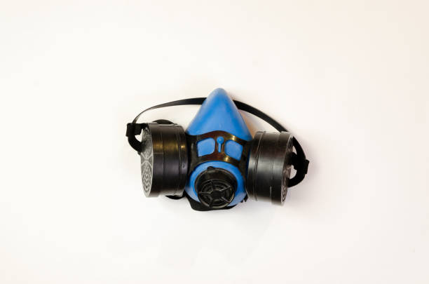 istock Face mask with replaceable filters protection against dirt, dust, virus on a white background, 1214297907