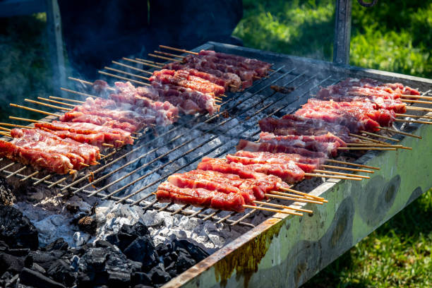 istock Kebabs Cooking on a BBQ in Rhodes, Greece 1214298429