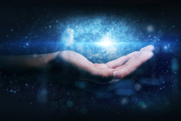 istock Hand holding futuristic technology holograms 1214298573