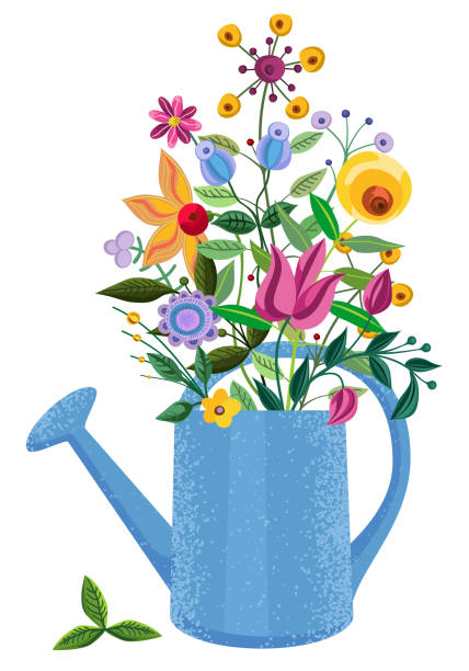 Arrangement de floraison de ressort avec des fleurs de fantaisie. - Illustration vectorielle