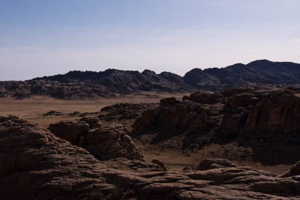 istock Panoramic View Baga Gazriin Chuluu, Mongolia,Rock Formations and Stacked Stones on Granite Hilltops 1214301259