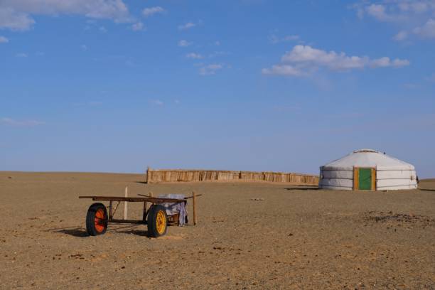 istock Nomad gets camp Mongolian at gobi desert national park at Mongolia 1214301299